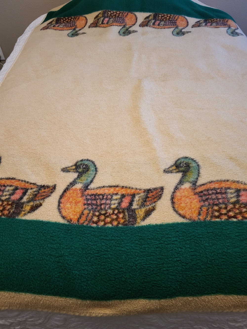 Vintage Biederlack 75"x54" Mallard Duck Throw Blanket Made In USA